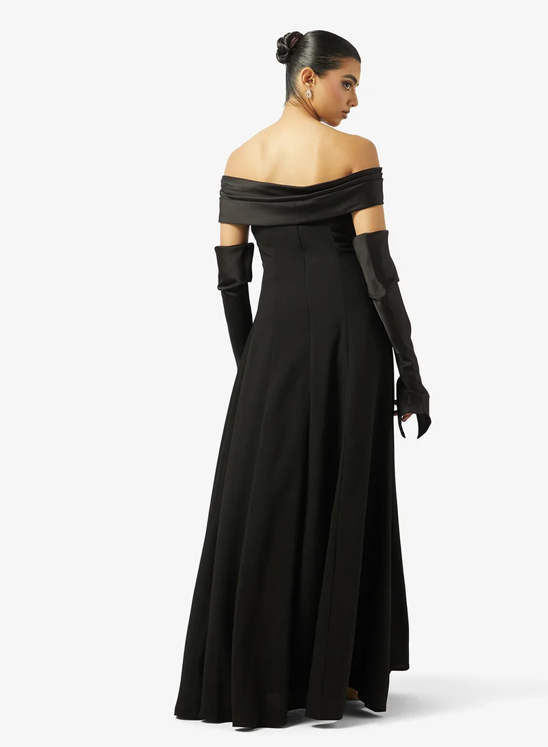 Akadia Fashion A-LINE FREE SLEEVES CREPE DRESS